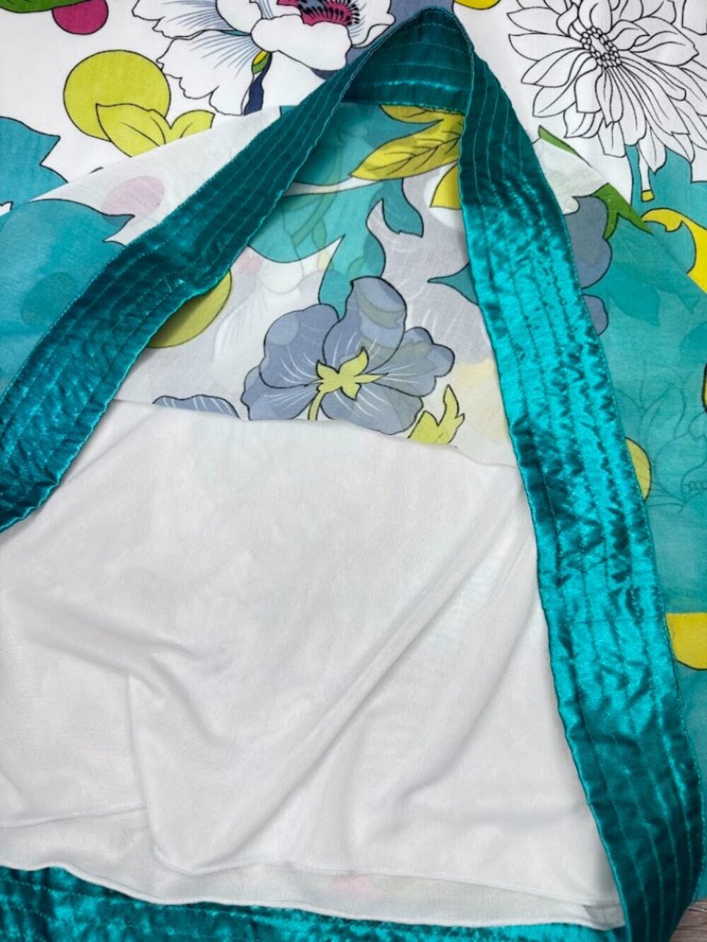 Turquoise Floral Shift Dress Sleeveless Lined Tropical Resort Large - Picture 4 of 4